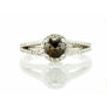 Split Shank Halo Engagement Ring Fancy Brown Rose Cut Round 14K White Gold 1.42 TCW