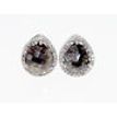Rose Cut Pear Diamond Halo Stud Earrings Fancy Gray 14K White Gold 3.74 TCW
