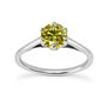 Round Yellow Diamond Solitaire Ring 6 Prong 14K White Gold VS2 1.02 Carat