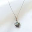 Rose Cut Diamond Halo Pendant Fancy Gray Round 14K White Gold 2.13 TCW