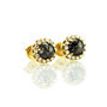 Diamond Halo Earrings Round Fancy Gray 14K Yellow Gold 1.16 TCW