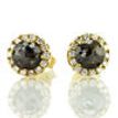 Diamond Halo Earrings Round Fancy Gray 14K Yellow Gold 1.16 TCW