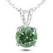 Green Diamond Solitaire Pendant Round Cut Treated 14K White Gold VS2 2.61 Carat