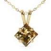 Princess Diamond Solitaire Pendant Natural Brown Treated 14K Gold 1.02 Carat