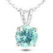 Diamond Solitaire Pendant 1.85 Carat Round Blue Color Treated 14K White Gold