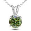2 Carat Round Green Diamond Solitaire Pendant Necklace 14K White Gold