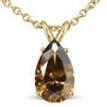 Diamond Solitaire Pendant Fancy Brown Pear Shape 14K Yellow Gold SI1 3.51 Carat