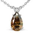 3.5ct Diamond Solitaire Pendant Brown Pear Shape 14K White Gold