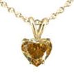 Brown Heart Shape Solitaire Diamond Pendant 14K Yellow Gold VS1 1.13 Carat