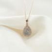 Rose Cut Pear Shape Diamond Halo Pendant 14K Rose Gold Fancy Gray 1.54 TCW