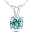 Blue Diamond Solitaire Pendant Round 14K White Gold 2.22 Carat