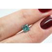 Loose Turquoise Diamond Princess Shaped 1.01 Carat Fancy Color I1 Enhanced Real