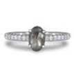 Gray Oval Diamond Engagement Ring Rose Cut 0.78 TCW 14K White Gold