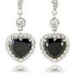 3.82 TCW Heart Shape Diamond Halo Leverback Earrings 14K White Gold Fancy Black