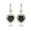 3.82 TCW Heart Shape Diamond Halo Leverback Earrings 14K White Gold Fancy Black
