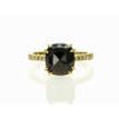 Black Diamond Alternative Engagement Ring With Accents 14K Yellow Gold Cushion Cut 3.68 TCW 