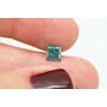 Loose Turquoise Diamond Princess Shaped 1.01 Carat Fancy Color I1 Enhanced Real