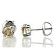 Real Diamond Solitaire Stud Earrings Round Champagne 14k White Gold 1.23 TCW