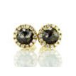 Diamond Halo Earrings Round Fancy Gray 14K Yellow Gold 1.16 TCW