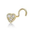 20g (0.8MM) Gauge Round Cubic Zirconia 10K Yellow Gold Curve Nose Ring