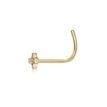20 Gauge 14K Yellow Gold White Cubic Zirconia Cross Curved Screw Nose Ring