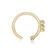 20 Gauge 14K Yellow Gold TrIon Platingple Stacked White Cubic Zirconia Nose Hoop