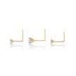 Women's L-Shaped 14K Yellow Gold Cubic Zirconia Nose Ring Set, 1.5 MM 2 MM 3 MM, 22 Gauge | Lavari Jewelers