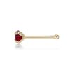 Women's 3 MM Red Swarovski Straight Bone Stud Nose Ring, 14K Yellow Gold, 20 Gauge | Lavari Jewelers