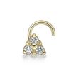 Women's Triangle Stud Nose Ring, 10K Yellow Gold, 2 MM Cubic Zirconia, 20 Gauge | Lavari Jewelers