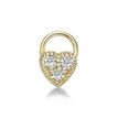 Women's Heart Stud Nose Ring, 10K Yellow Gold, 2 MM Cubic Zirconia, 20 Gauge | Lavari Jewelers