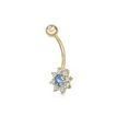 Women’s Blue and White Star Cubic Zirconia Belly Ring, 10K Yellow Gold, 16 Gauge | Lavari Jewelers