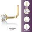 Women's Diamond L-Shaped Nose Ring, 14K Yellow Gold, .07 Carat, 20 Gauge | Lavari Jewelers