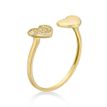 Women's Double Heart Adjustable Toe Ring, 10K Yellow Gold, Cubic Zirconia, 5 MM Wide | Lavari Jewelers