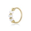 Women's 10 MM Hoop Nose Ring with White Beads, 14K Yellow Gold, 20 Gauge | Lavari Jewelers