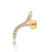 Women's Wave Cartilage Earring with Hidden Snap Post, 14K Yellow Gold, .11 Round Cubic Zirconia, 2.5 MM | Lavari Jewelers