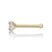 Women's 22 Gauge 14K Yellow Gold 3MM Cubic Zirconia Nose Ring | Lavari Jewelers