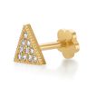 Women's Triangle Cartilage Earring with Hidden Snap Post, 14K Yellow Gold, .10 Round Cubic Zirconia, 2.5 MM | Lavari Jewelers