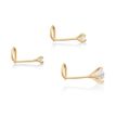 Women's Cubic Zirconia Screw Nose Ring Set, 14K Yellow Gold, 1.5 MM 2 MM 3 MM Cubic Zirconia, 22 Gauge | Lavari Jewelers