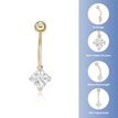 10K Yellow Gold 6 MM Princess Cubic Zirconia Belly Ring