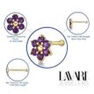 14K Yellow Gold Straight Bone 3.5 MM Amethyst Swarovski Flower Nose Ring, 20 Gauge