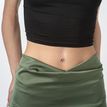10K Yellow Gold Red and Green Enamel Cherry Cubic Zirconia Belly Ring