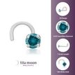 14K White Gold Curved Blue Diamond Nose Ring, 0.05 Carat, 20 Gauge