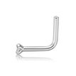 14K White Gold L-Shaped Lab Grown Diamond Nose Ring, 0.02 Carat, 20 Gauge
