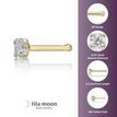 14K Yellow Gold Straight Bone Diamond Nose Ring, 0.07 Carat, 20 Gauge