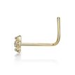 14K Yellow Gold Cubic Zirconia Flower Curved Stud Nose Ring, 20 Gauge
