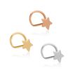 14K Multi Gold Star Curve Nose Ring Set, 22 Gauge