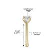 14K Yellow Gold Straight Bone 3 MM Cubic Zirconia Nose Ring Stud, 20 Gauge