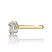 14K Yellow Gold Straight Bone 3 MM Cubic Zirconia Nose Ring Stud, 20 Gauge