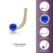14K Yellow Gold 2 MM Created Blue Opal Curve Stud Nose Ring, 20 Gauge