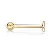 14K Yellow Gold Labret Stud with 3 MM Hollow Ball, 16 Gauge